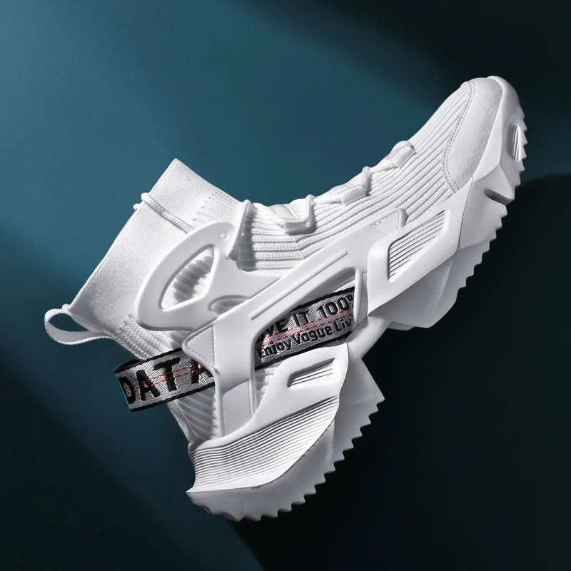 2022 New High-top Socks Shoes Chunky Sneakers Men White Trend Street Light Sports Running Shoes Big Size 45 46 Walking shoes