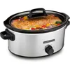 6-Quart Slow Cooker with 3 Cooking Settings, Dishwasher-Safe Stoneware Crock & Glass Lid, Silver, Multi-functional Pot 1