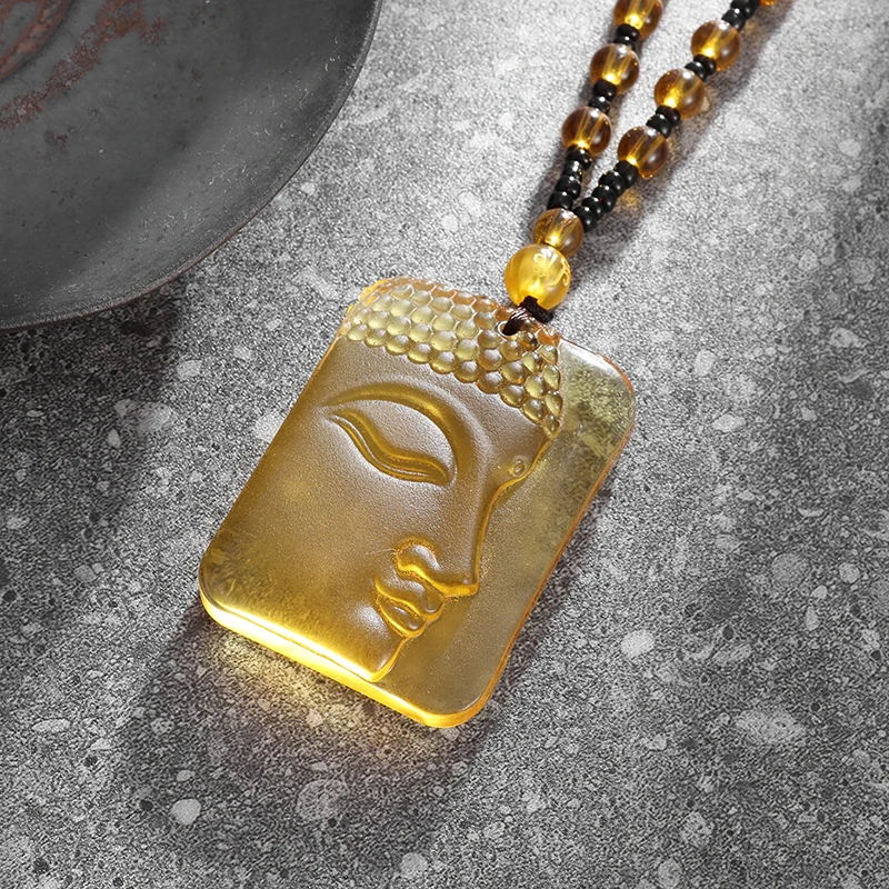 Buddismo Buddha Vetro Acciaio inossidabile Collane da