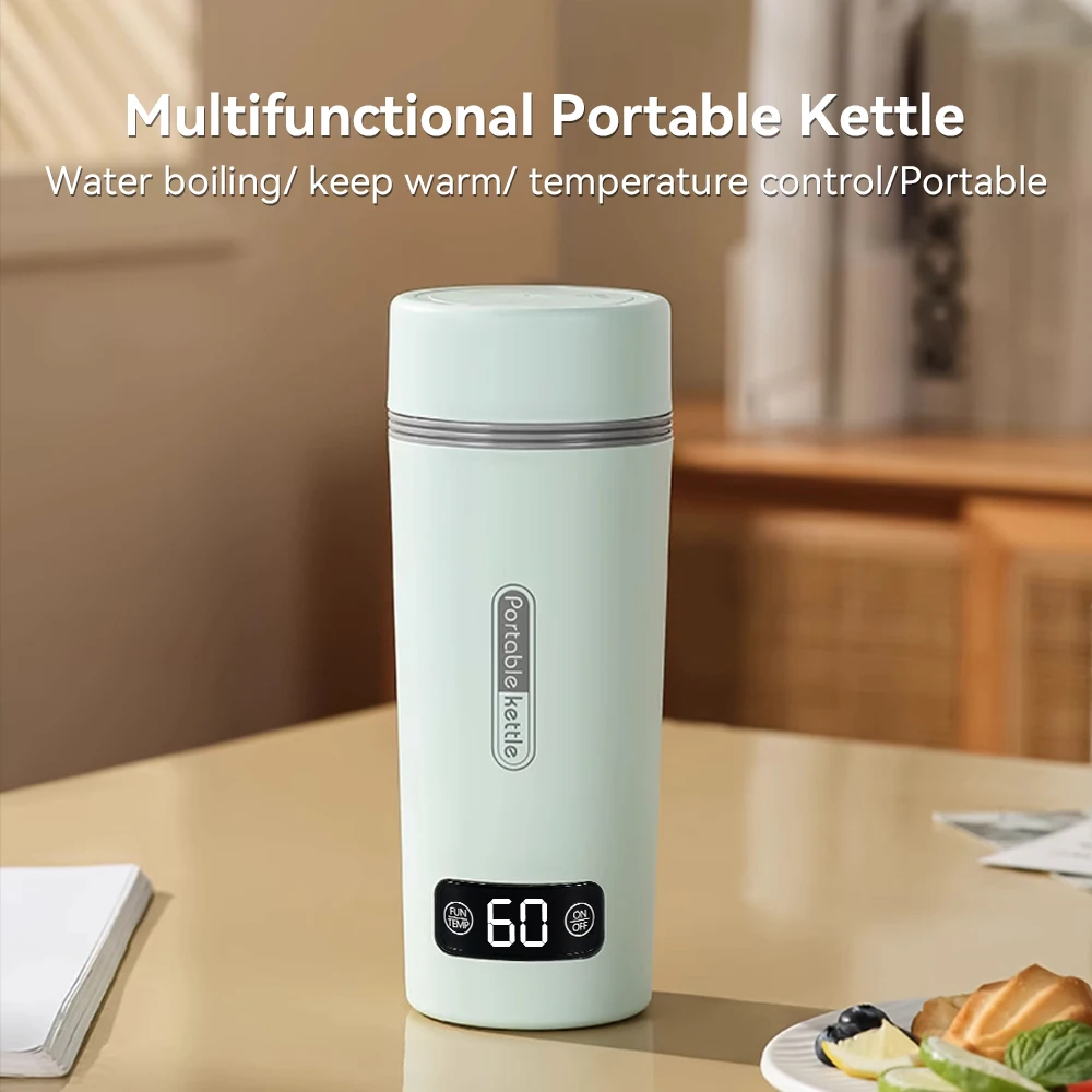 350ml Portable Travel Kettle 304 Stainless Steel Material Digital Electric Heating Watercup With 4 Sections Temperature Control water tank with colorful night light 2 2w 450ma lasts up to 6h touch tone cool mist maker crystal ball mini air humidifier 350ml