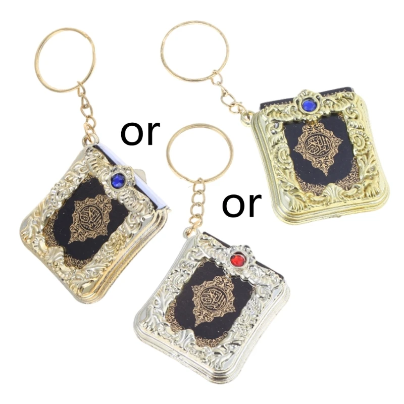 Miniature Arabic Quran Book Islamic Keychain Pendant Real Paper Can Read Muslim The Koran Key Ring Small Religious,islamic keychain pendant