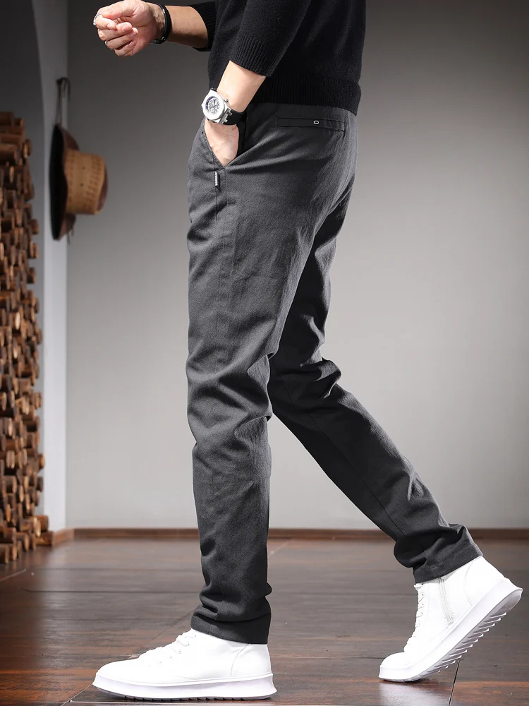 Autumn Casual Pants Men Suit Pants Fashion Korean Style Gray Slim Fit Straight Trousers