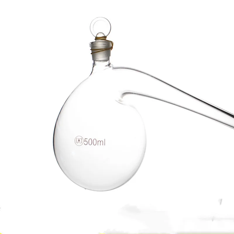 Quality LabGlass Distillation Flask Curved Neck Bottle 125/250ml Gooseneck Bottle Elbow Glass