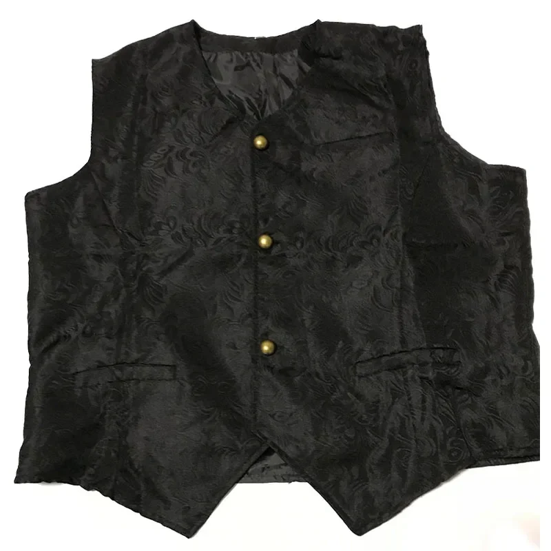 Adult Men Vintage Vest Waistcoat Victorian Black Steampunk Style Gothic Jacquard Swallow Top Noble Costume For Men's Blazer Suit dress vests