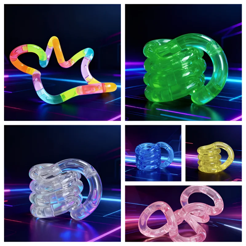 1/3/5pcs Deformable Rope Crystal Twist Rope Pressure Stress Relief Toys Rrainbow Color Deformation Rope Knot Anti Stress Toys