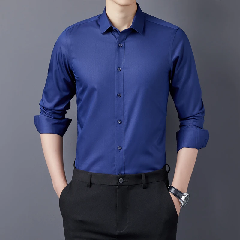 Men Long Sleeve Formal Polo-Neck Shirts Business Casual dress shirts men casual shirts