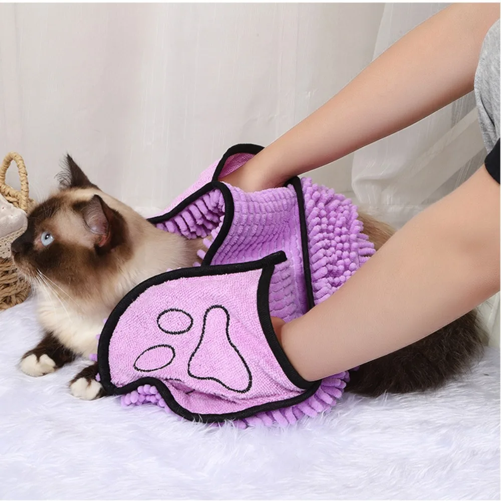 New Soft Glove Style Pet Towel Comfortable Pet Microfiber Bath Towels Cleaning