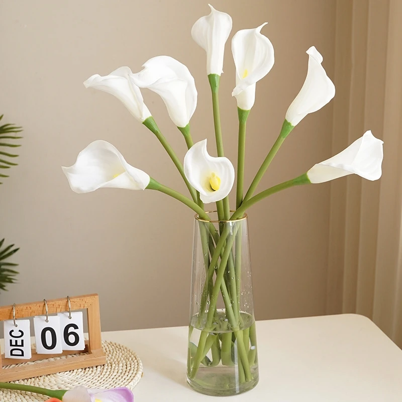 5 Stücke PU Calla Lilie Simulation Blumen für Wohnkultur Floral Arte Set Garten Hochzeit Dekoration Blumenstrauß DIY Vase Ornament – Detail 1