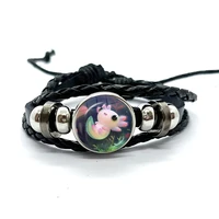 Axolotl  Leather Bracelet Glass Dome Multilayer Braided Bracelets Bangles Handmade Jewelry Gifts 1