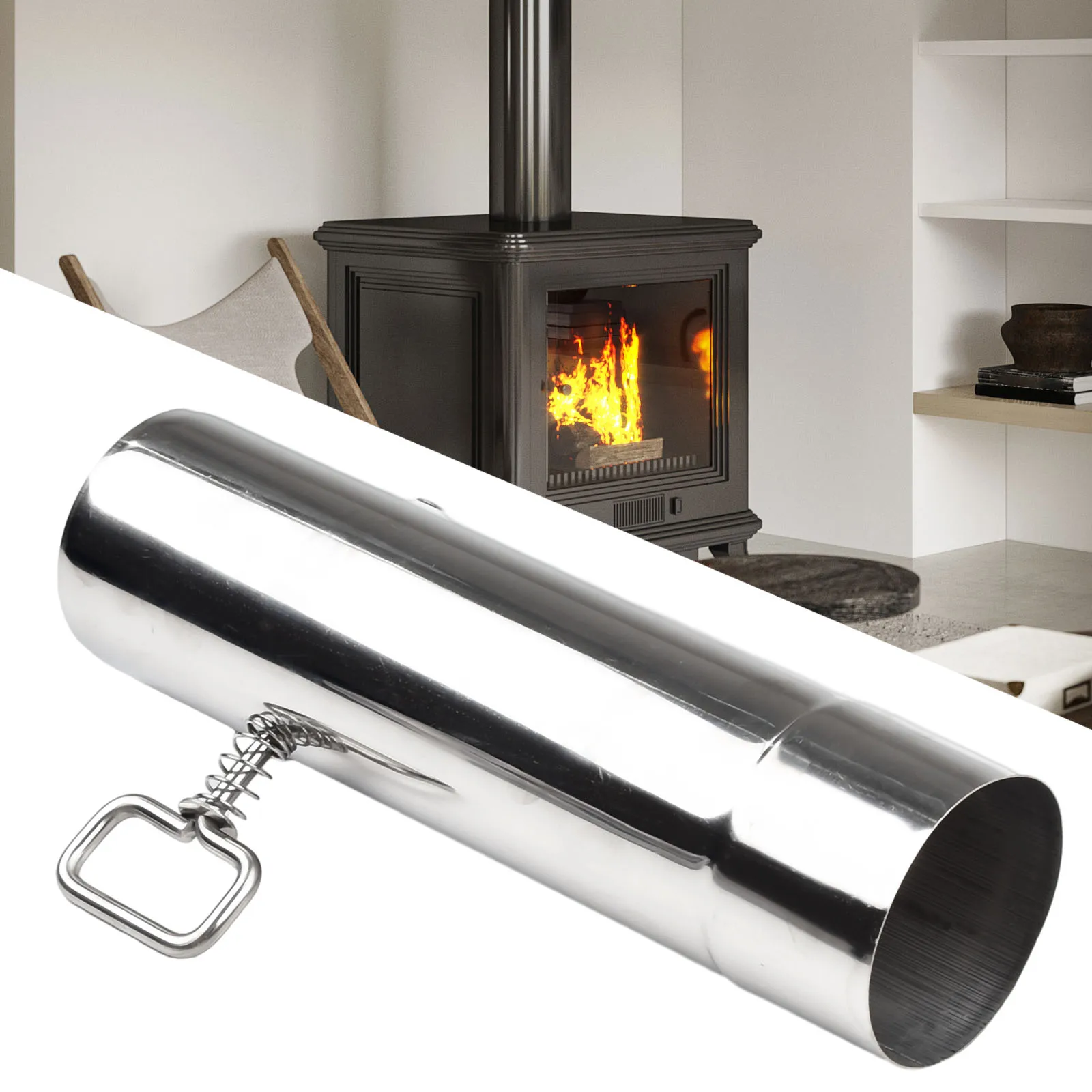 

Stove Pipe Smoke Tube Rustproof Stainless Steel Teepee Stove Tube 60mm Adjustable Knobs Anti-scalding BBQ Chimney