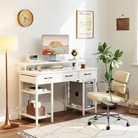47 Inch Computer Desk with 3 Drawers and Storage Shelves, Small Home Office Desk with Monitor Stand, Study Writing Table 2