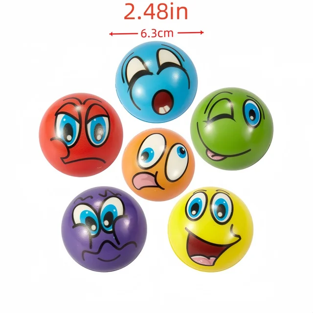12Pcs Funny Sponge Pressure Expression Soft ball Squeeze Funny Expression PU foam Soothing Toy Wrist Action Sport  Toy Ball 4