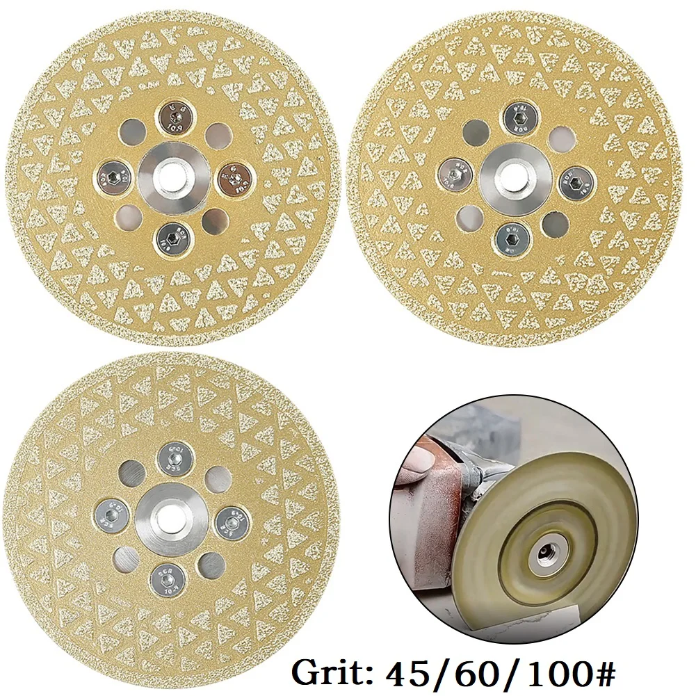 

Diamond Grinding Disc Cutting Wheel Saw Blade 45/60/100 Grit 100mm M10 Thread Hole Double Sided Brazed For Angle Grinder Parts