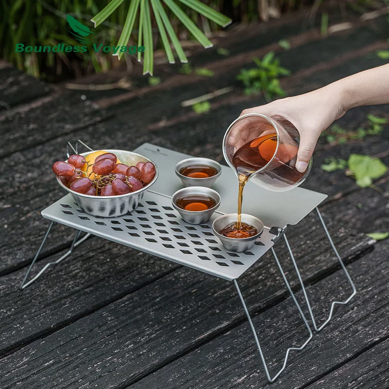 Boundless Voyage Titanium Folding Camping Table with Legs Outdoor Tableware for Camping Picnic Hiking Outdoor Equipment