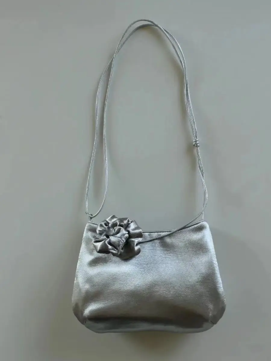 JIAERDI Retro Silver Satin Bucket Bag Purse Women 2024 New Trendy  Shoulder Crossbody Bags Ladies Vintage Hot Girls Mini Bag Y2k