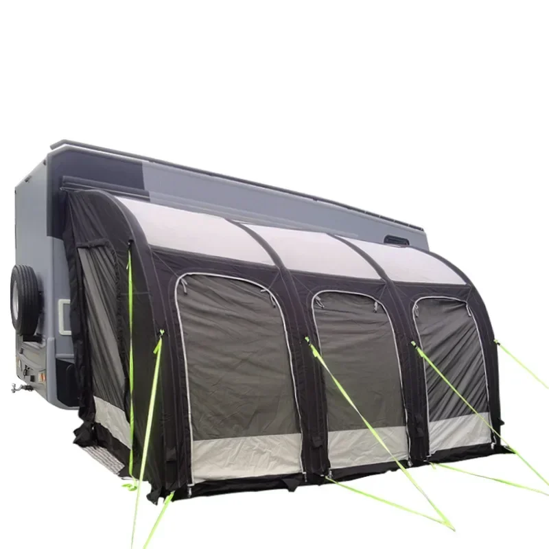 

Multi-functional foldable trailer type side tent of quick-opening inflatable RV for outdoor camping awning.