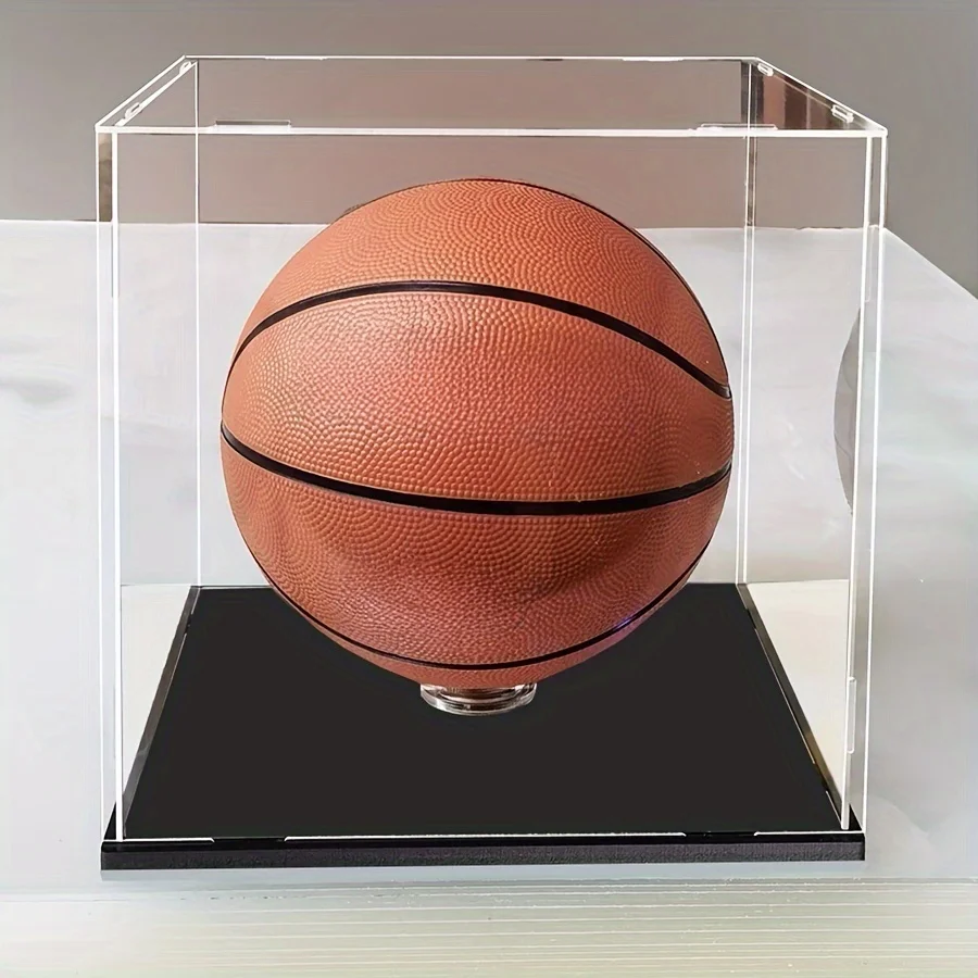Acrylic Sports Ball Display Case with Base | Dustproof Basketball, Football & Rugby Display Box