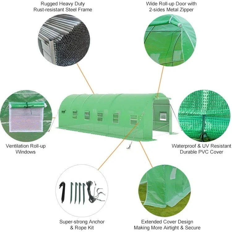 6x3x2m Hot Sale Foldable Growing Room Small Greenhouse Plastic Shed Single-Span Greenhouse For Strawberry - Image 3