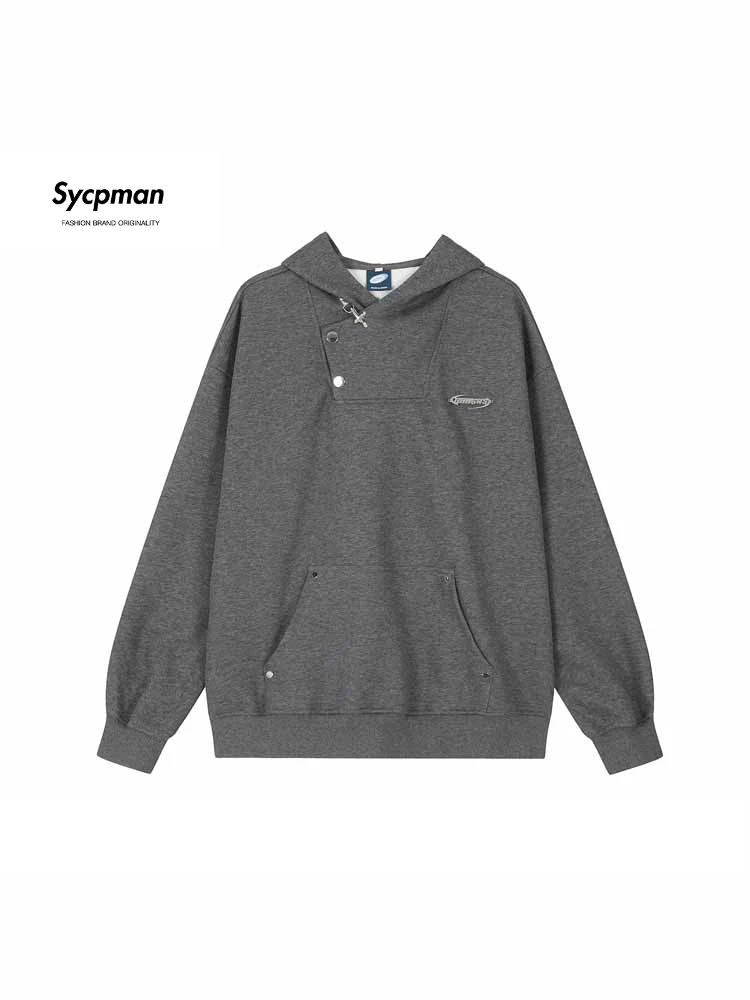 

Sycpman American Style Heavyweight Hooded Sweater Autumn Couple Loose Hoodie Casual Streetwear Men Clothing