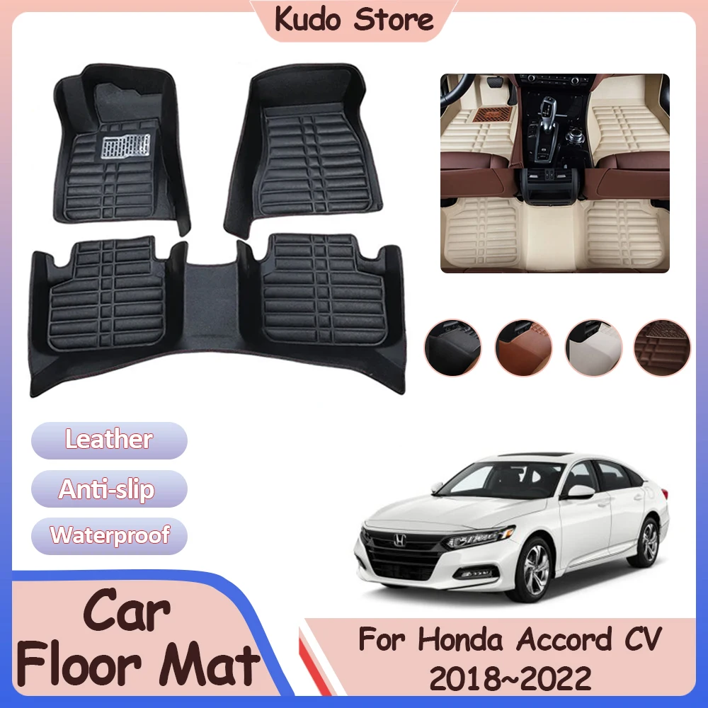 

For Honda Accord 10th Gen Inspire CV 2018~2022 Car Floor Mat Custom Foot Parts Leather Panel Liner Cover Rug Interior Accessorie