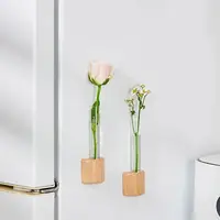 Elegant Wooden Refrigerator Magnet Vases Tube Flower Vases Simple and Modern Styles Vases For Kitchen and Home Decoration 2