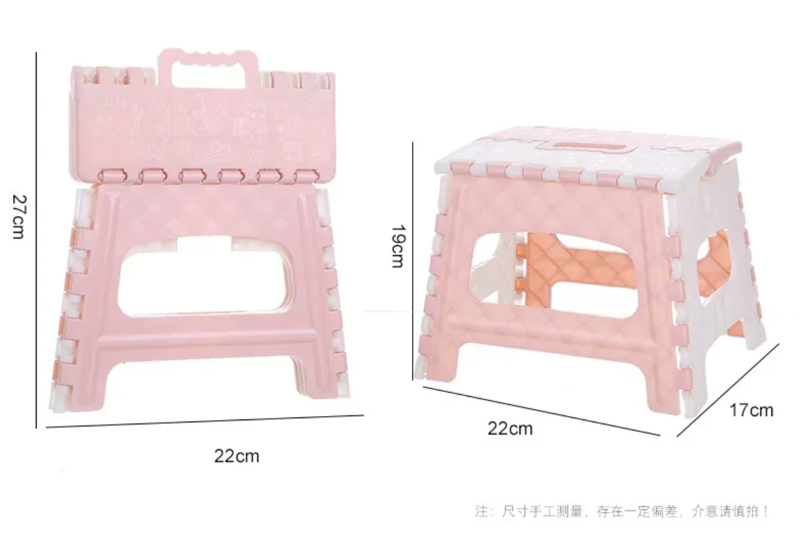 Plastic Folding Step Stool with Handle Portable Collapsible Small Foot Stool Bathroom Stepping Folding Step Stools for Kid