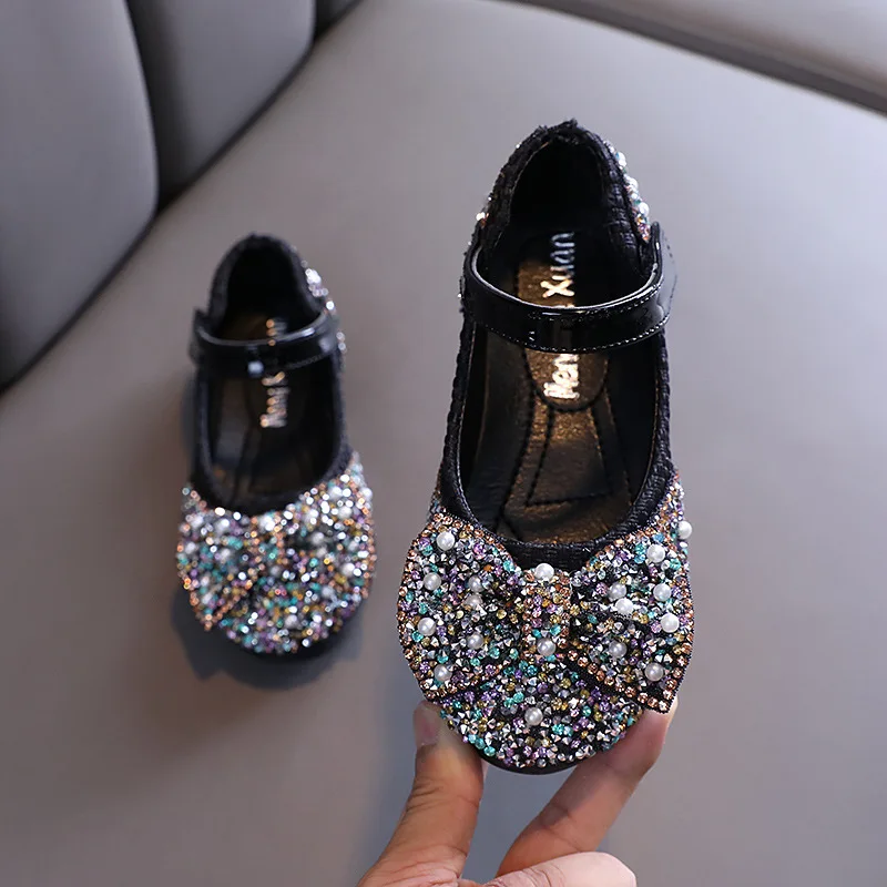For Girls Shoes Spring Kids Fashion Sandals PU Brand Rhinestone Glitter Princess Toddler Dress Party Dance Flats Baby Shoes