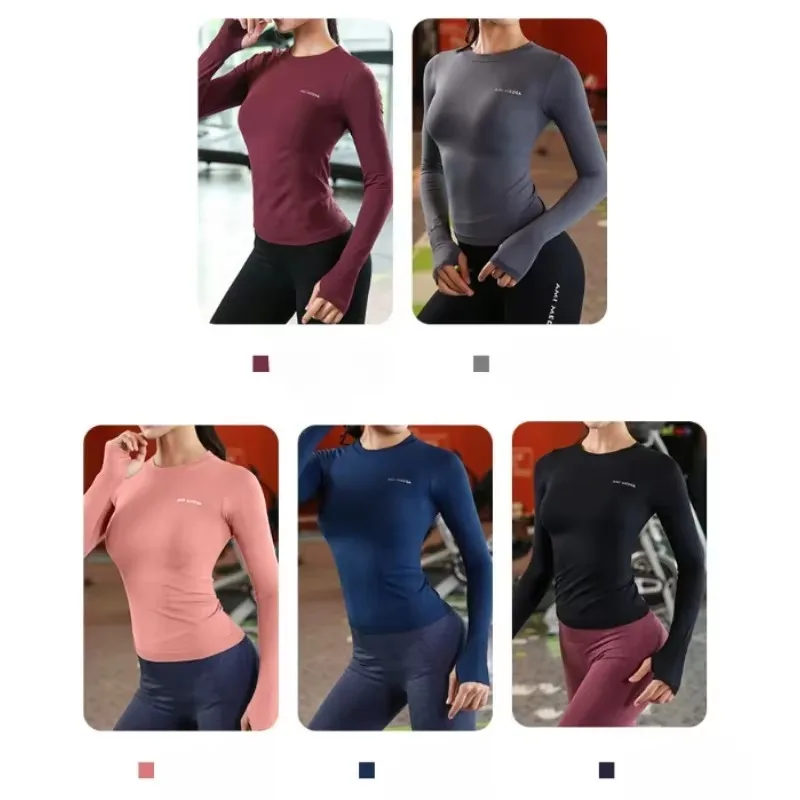 Women's long sleeve yoga shirt top tight fitness wear gym clothes sports blouses exercise running training T-shirt yoga top sports t shirt yoga shirt sports shirt
