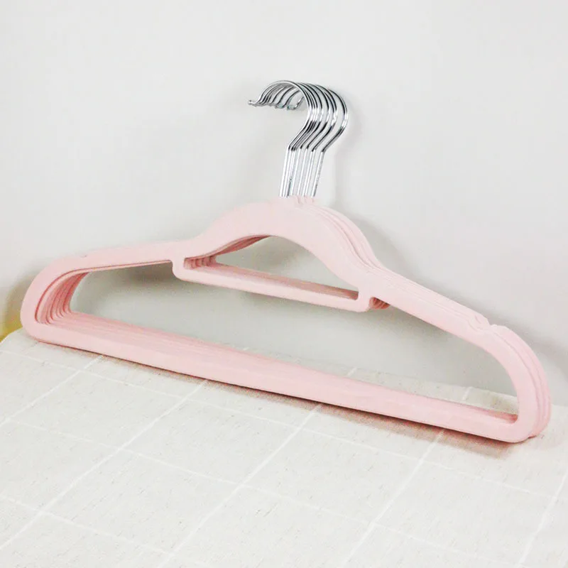 

10PCS/LOT flocking non-slip hanger clothing store finishing without trace storage household clothes hanging magic clothes hanger