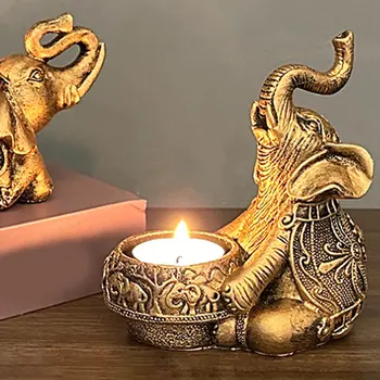 Pillar Candle Holder Candle Sticks Holder Elephant Statue Candelabra for Anniversary Tabletop Wedding Dining Room Farmhouse 4