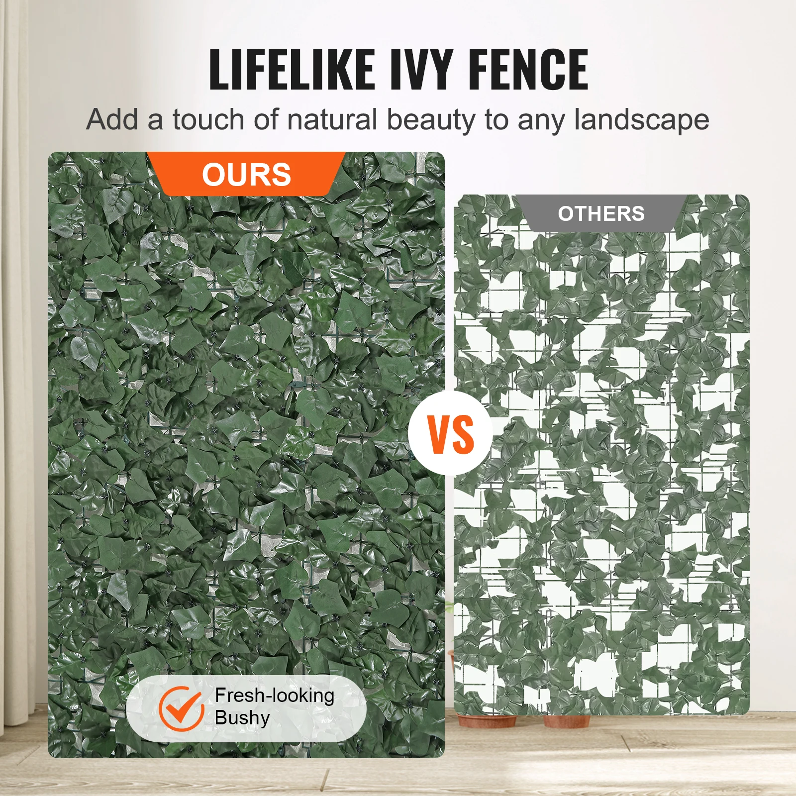 VEVOR Ivy Privacy Fence Artificial Green Wall Screen with Strengthened Joint Faux Hedges Vine Leaf Decoration for  Garden Patio