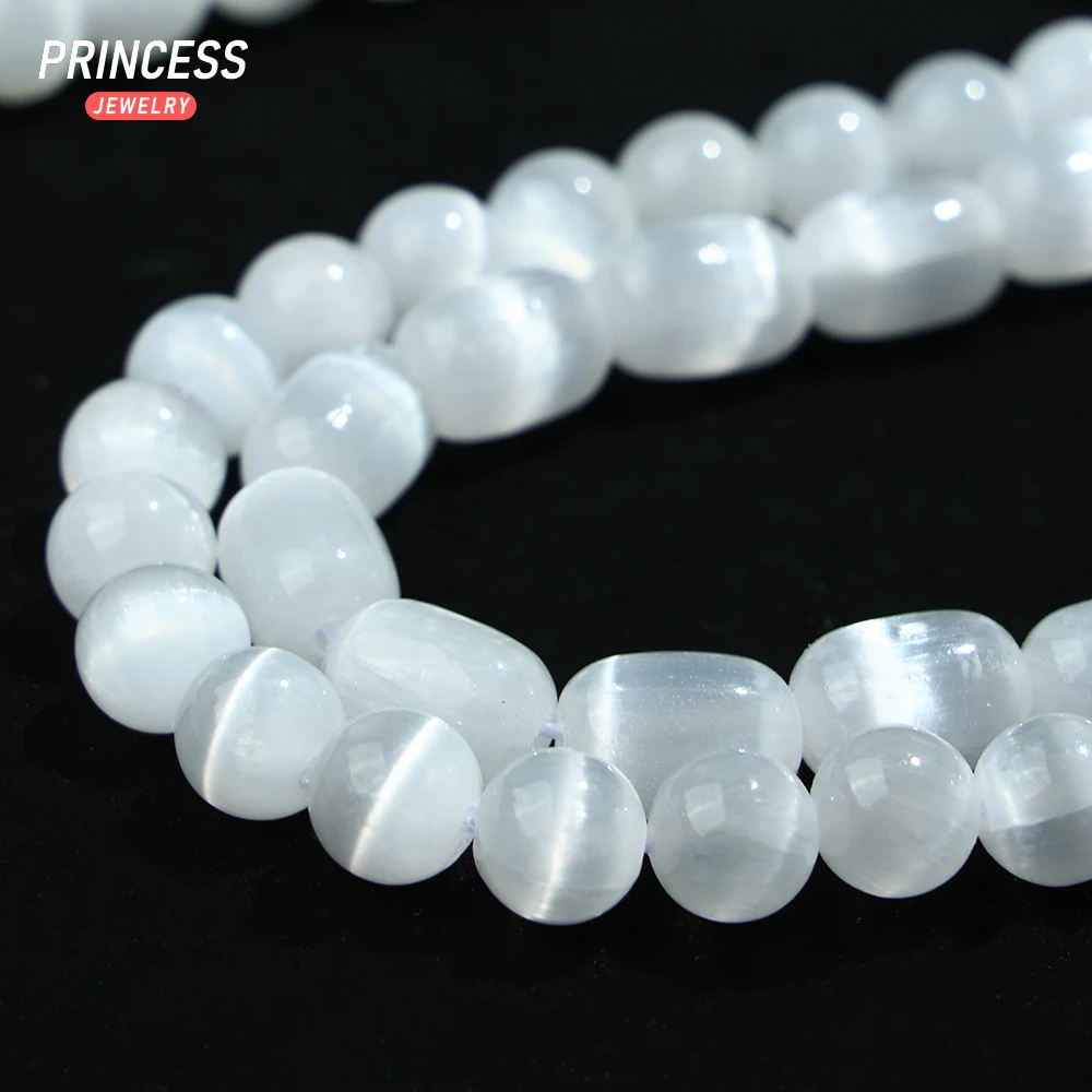 A++ Natural White Calcite Selenite 4 6 8 10mm Loose Gemstone Beads for Jewelry Making Bracelet Crystal Beads DIY Accessories 5