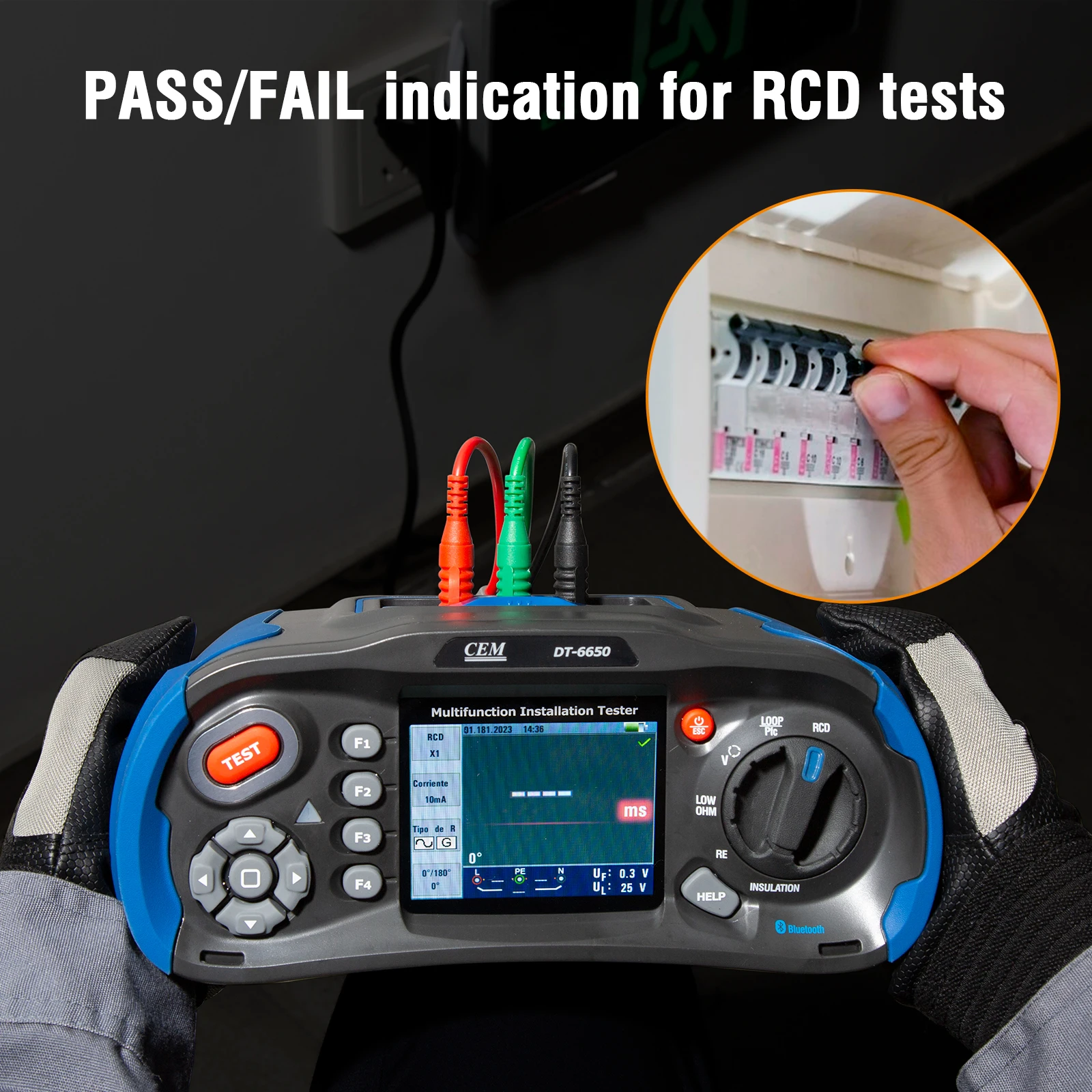 Rcd tester voltage tester resistance tester CEM DT-6650 Multifunction Installation Tester With Insulation Resistance, Earth Resistance, Loop Impedance, Voltage,RCD, PFG PSC