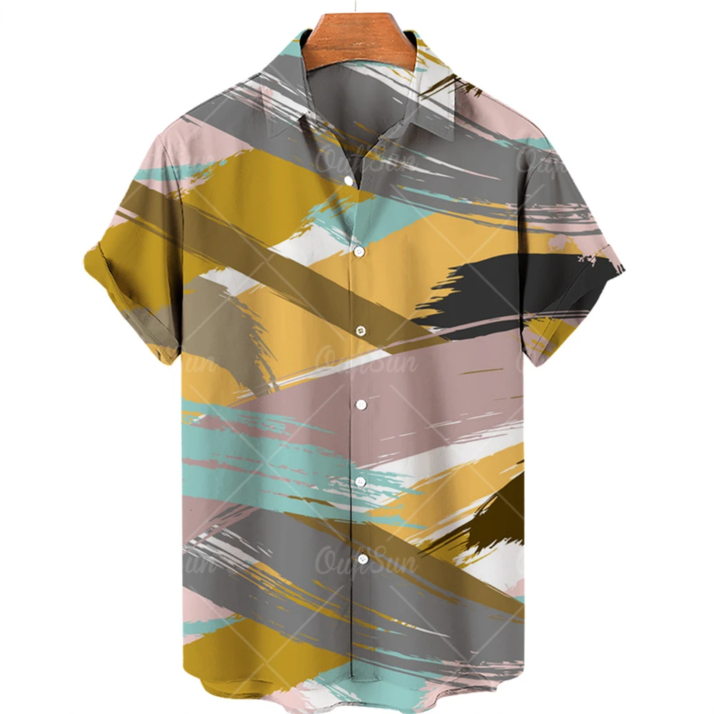 2022 3d Graffiti Oil Painting Printed Shirt Men Fashion Streetwear Hawaiian Beach Casual Lapel Plus Size 2022