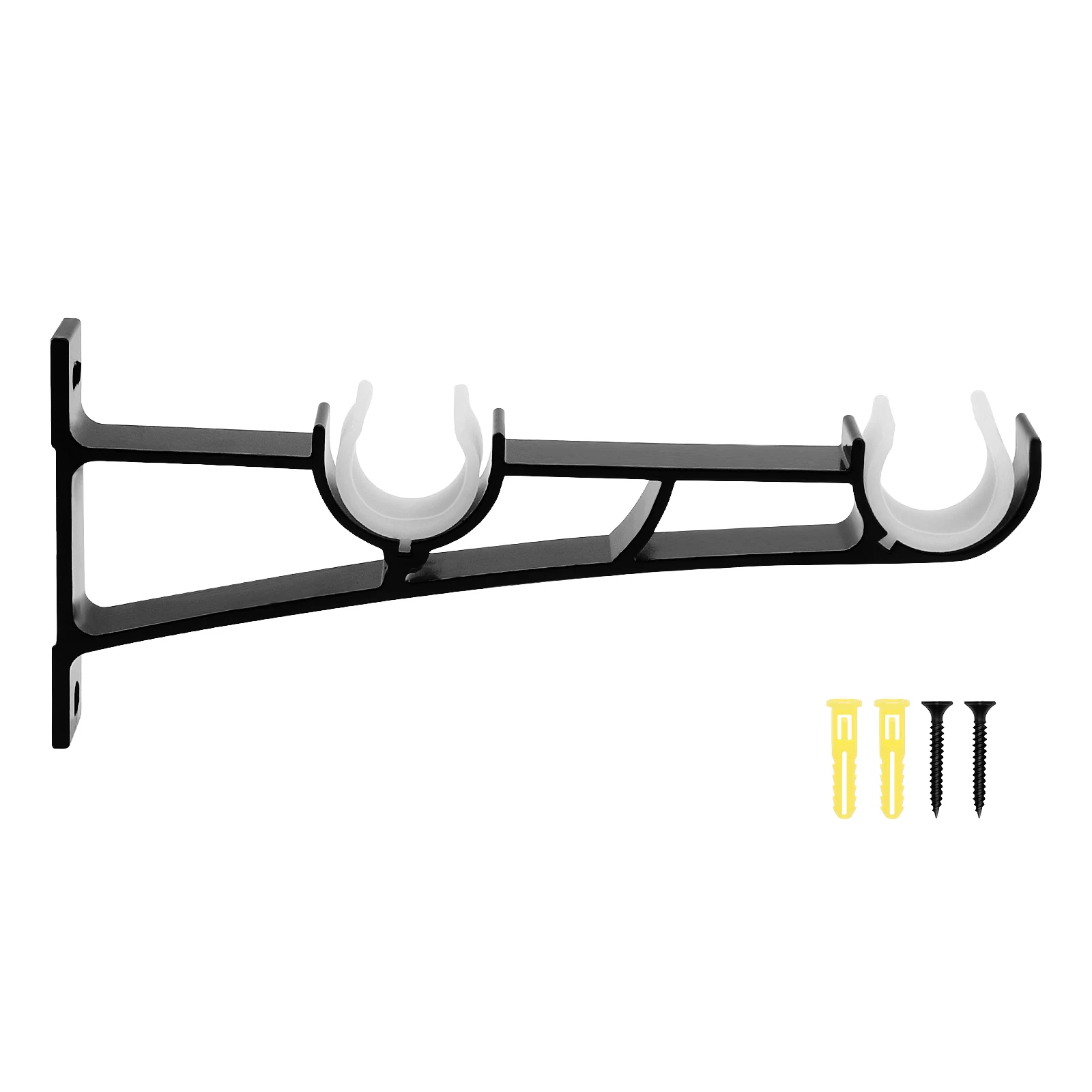 BlackAluminumAlloyDoubleCurtainRodBracketsforCurtainRodWindow