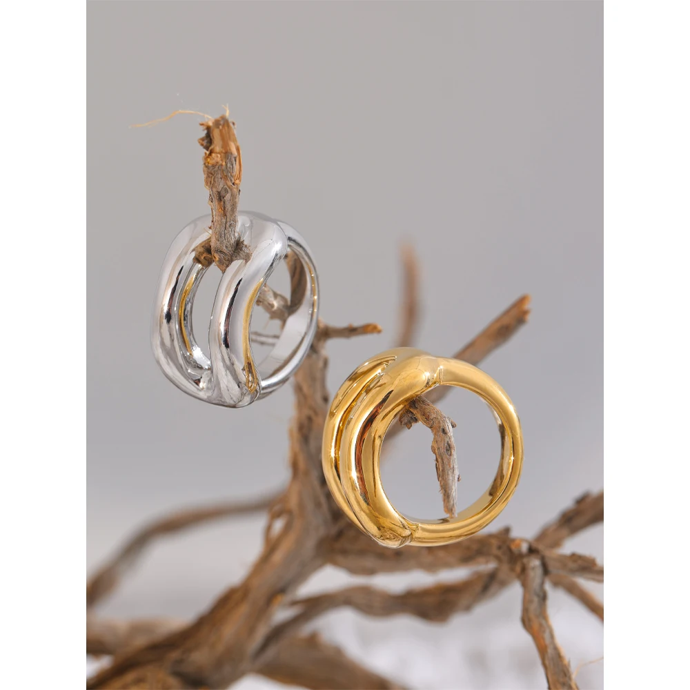 Yhpup High Quality Stainless Steel Metal Geometric Hollow Fashion Ring Rust Proof Distinctive Unique Trendy Simple Jewelry New 2