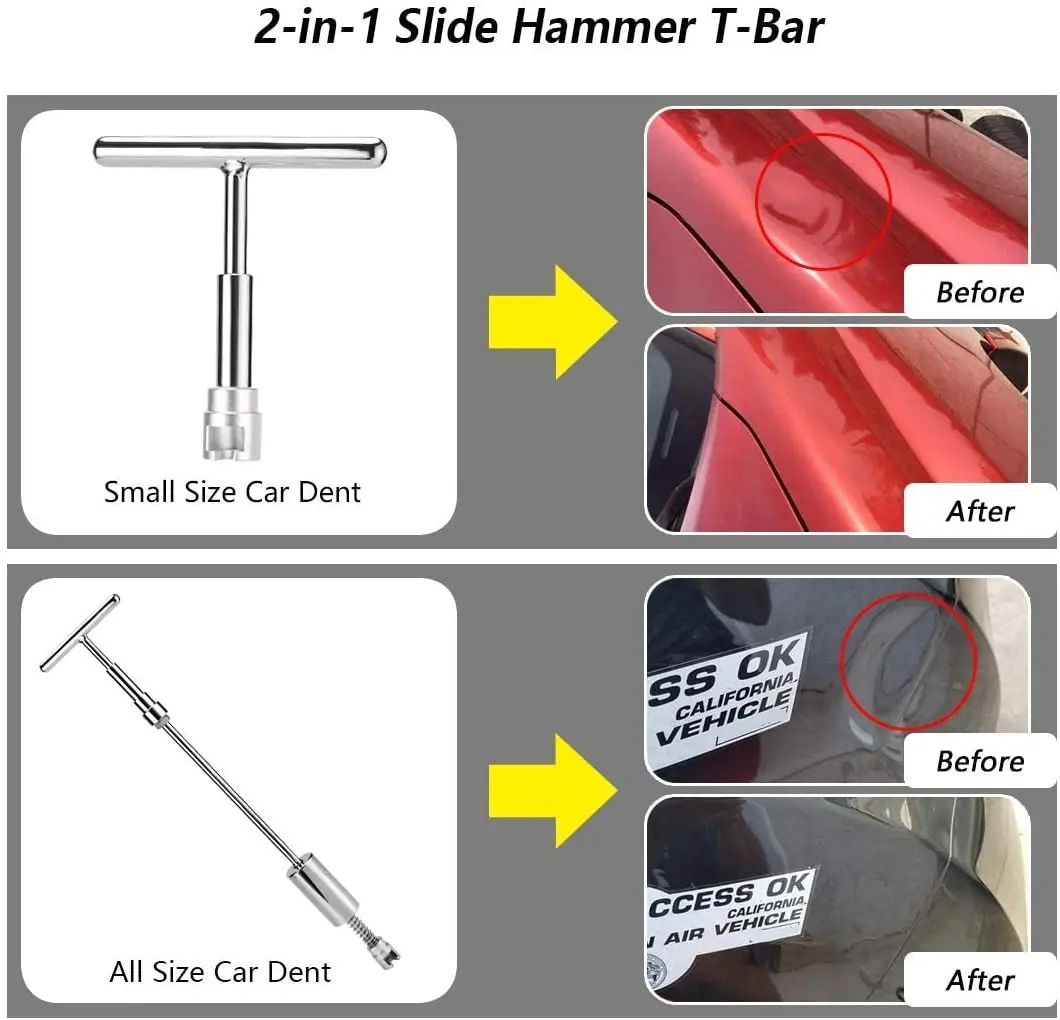 PDR Professionelles Auto-Reparaturset, Hagelschaden-Werkzeug, Pumpenkeil,  Haken-Druckstangen-Sets, Kfz-Dellenwerkzeuge für die Reparatur von Dellen  in