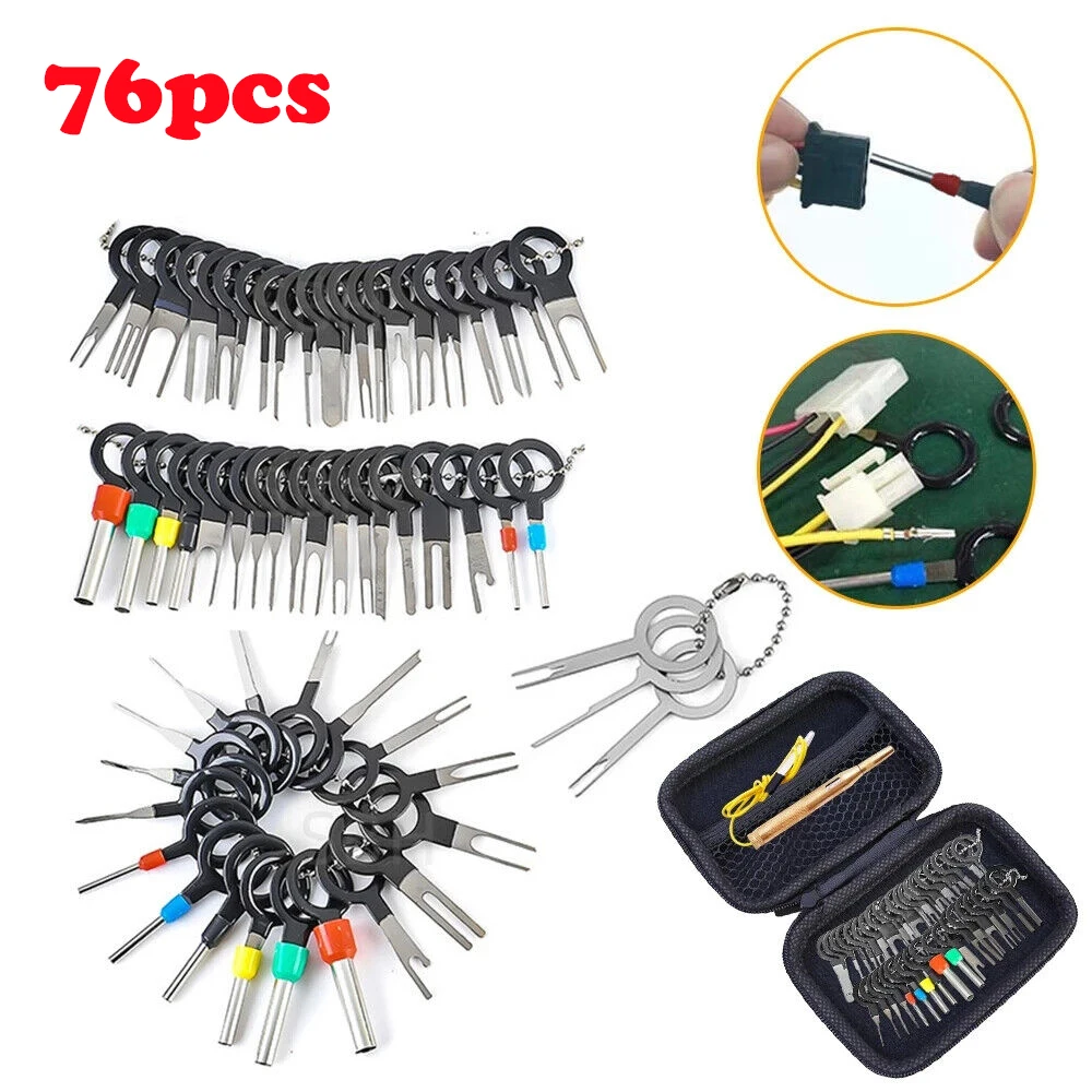 76Pcs Pin Ejector Wire Kit Extractor Auto Terminal Removal