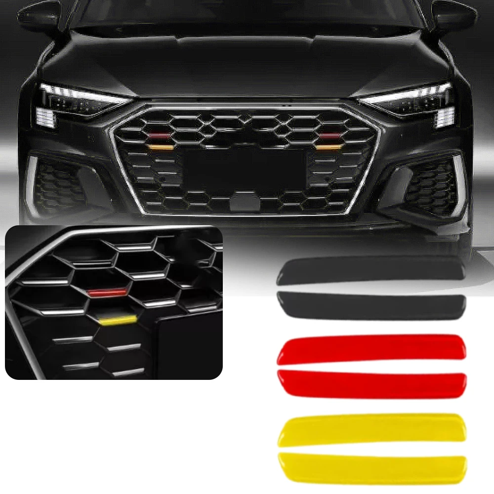 Vibrant Car Grille Trim Strips - Set of 6 Decorative Stickers