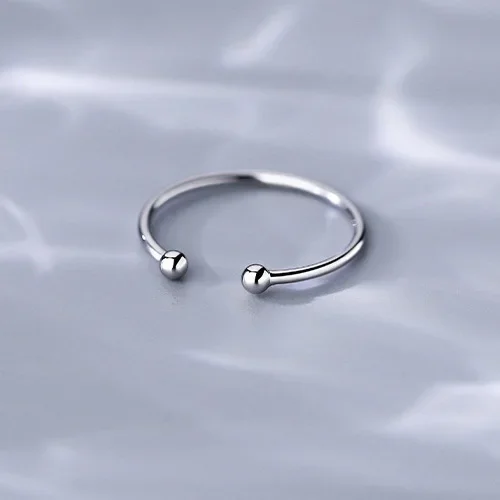 Silver ring 925 sterling silver bead adjustable for fashion women classic fine jewelry minimalist geometric