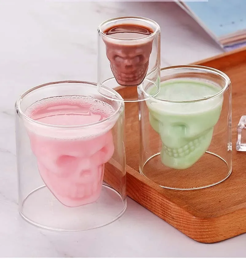Lead Free Glass Creative Skull Cup Capacity Beer Cups Tea Mug Cocktail Wine Heat Resistant Coffee Mugs For Gift Glass Cup