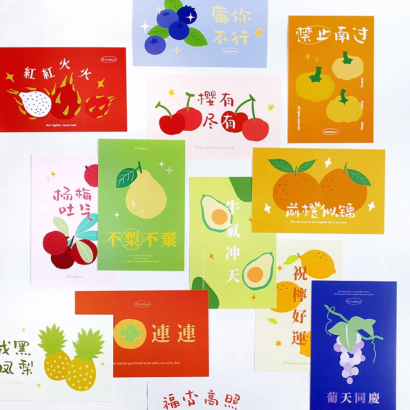Creative Cartoon Holiday wishes Painting Postcard INS style Handbook Message Decoration Card 30 pcs/box
