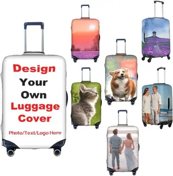 Copri bagaglio personalizzato Copri valigia personalizzato 1 pezzo con testo fotografico Protezione valigia elastica personalizzata Lavabile su entrambi i lati