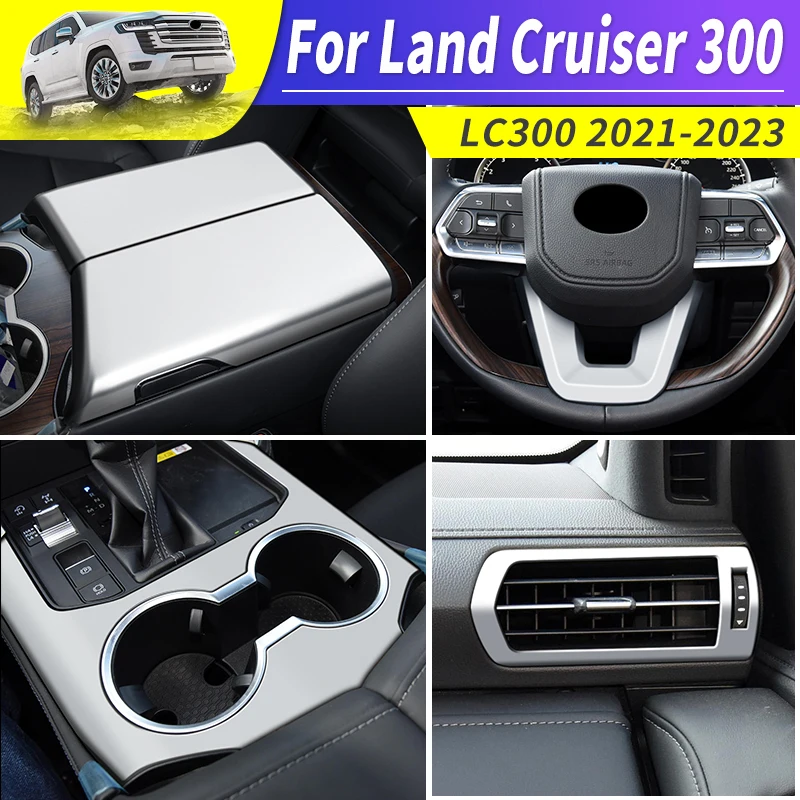 

For Toyota Land Cruiser 300 2021 2022 2023 Silver Matte Garnish Interior Accessories LC300 FJ300 Upgraded Modification Tuning