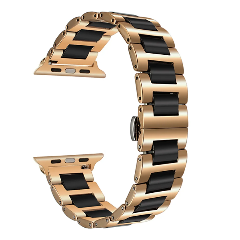 Metal Ceramic Strap for Apple Watch 44mm 40mm 45mm 41mm 42mm 38mm 49mm Watchband Bracelet for iWatch Series Ultra 9 8 7 6 5 3 SE