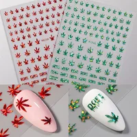 Holographic Girls Mixed DIY Nail Tips Acrylic Manicure Decoration Self Adhesive Nail Stickers Weed Leaf Designs 1