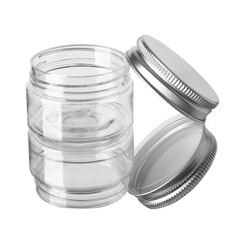 1PC 30/50/60/80/100/120/150g Transparent Plastic Jar With Lid Makeup Cosmetic Face Cream Travel Bottle Kitchen Storage Jars 2