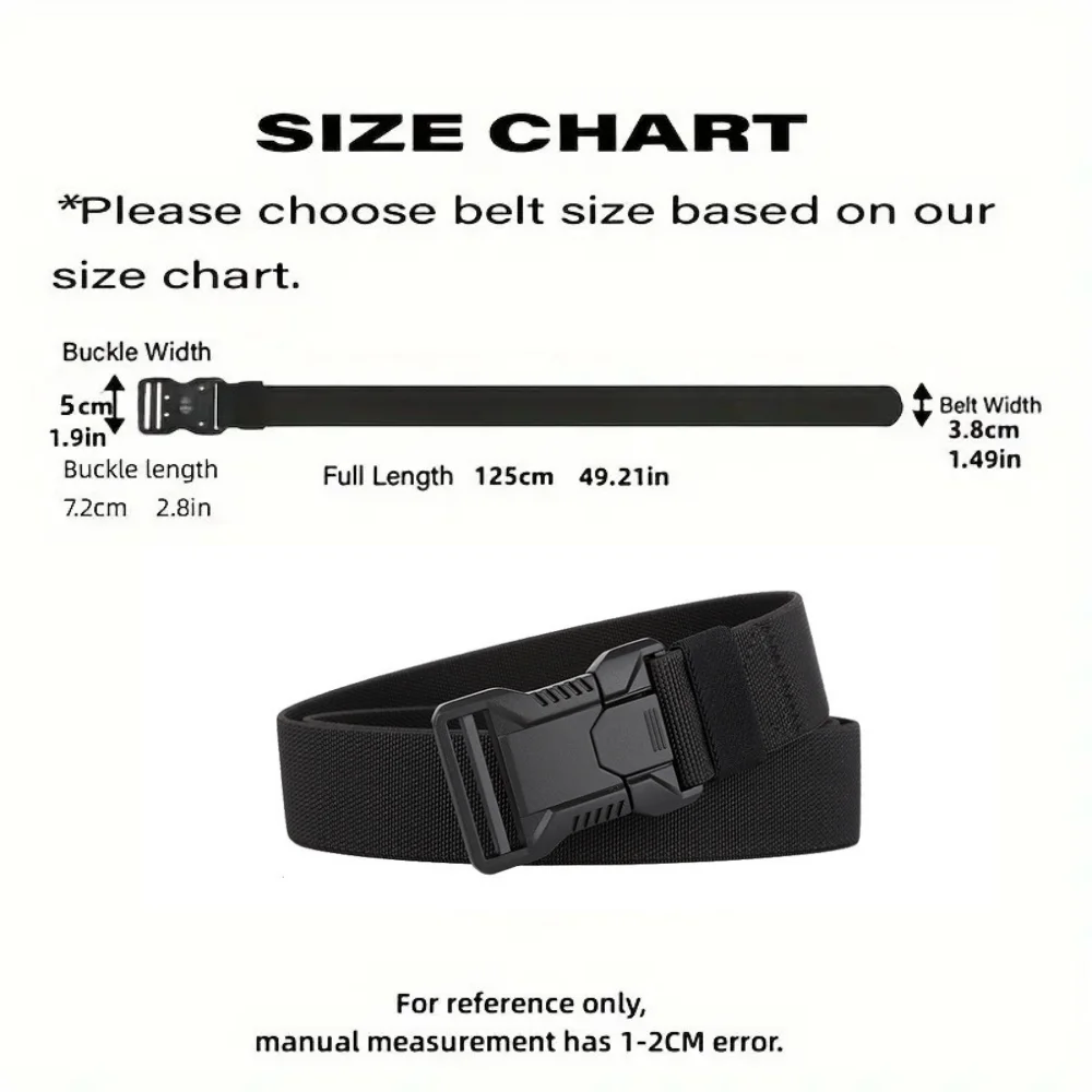 Tactical Belt Men's Elastic Webbing - Military Nylon Stretch Breathable Waistband for Outdoor Training Pants