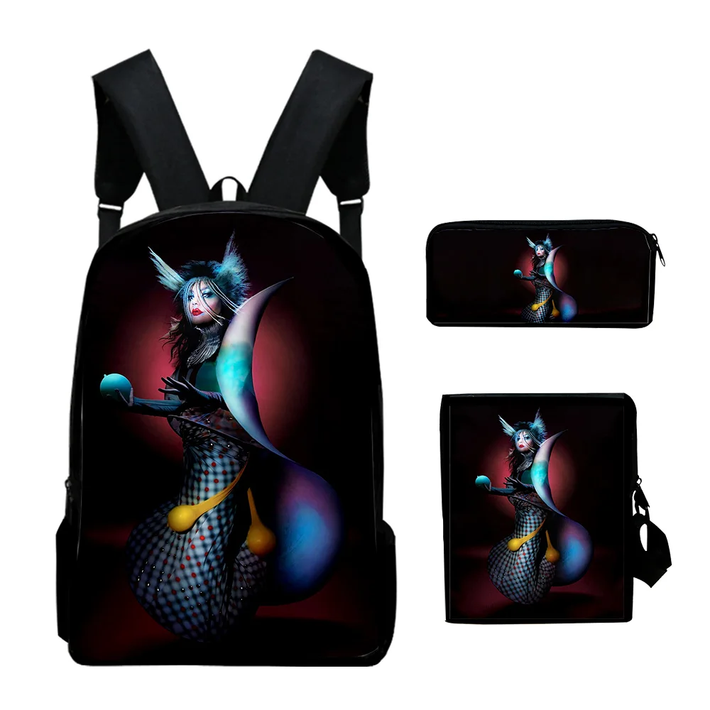 Popular Fashion Bjork Vintage 3D Print 3pcs/Set pupil School Bags Laptop Daypack Backpack Inclined shoulder bag Pencil Case