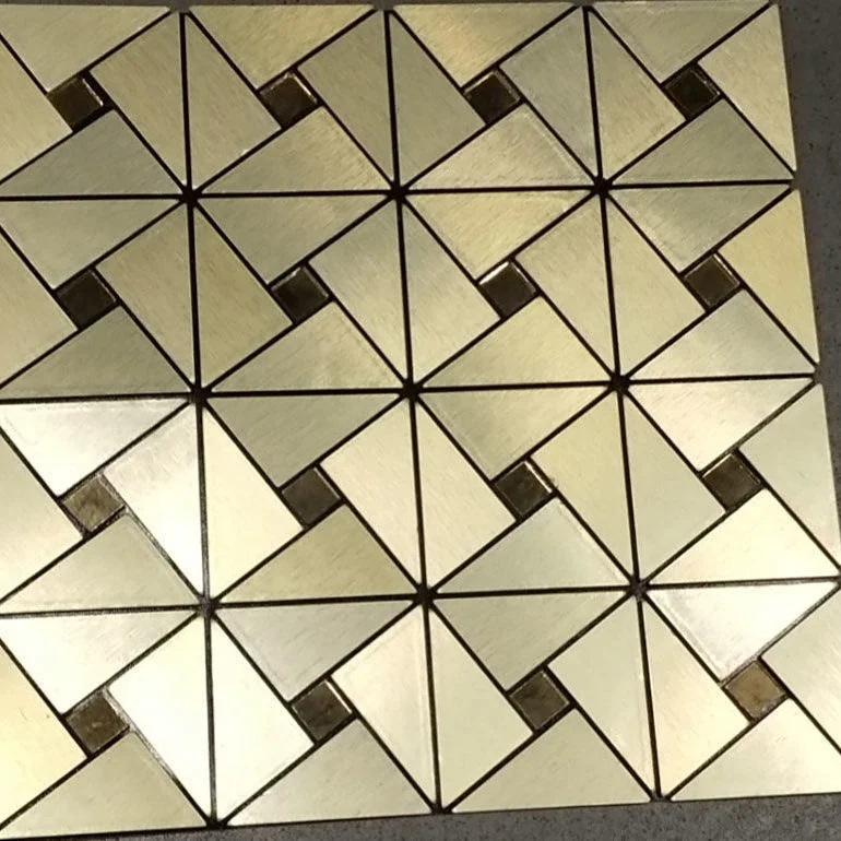 thumbnail image 1 of Mosaico de metal, panel de aluminio y plástico, adhesivo para pared, dorado, abstracto, impermeable, para cocina, baño, azulejos, decoración de pared, 1 of 5